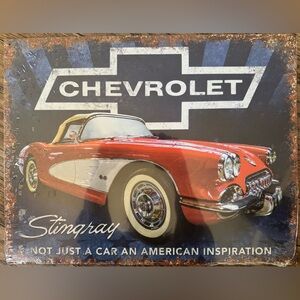 Chevrolet Stingray Red & White Corvette Wall Sign